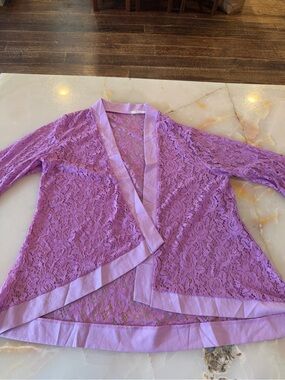 Lilac Lace Open-Front Women's Robe